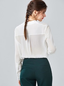 Lapel Ruched Ruffle Loose Blouse