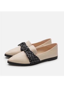 Retro Pointed Toe Low-fronted Ribbon Flats