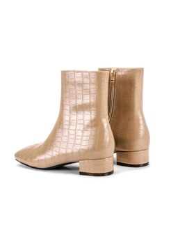 Rounded Toe Chunky Heel Side Zipper Short Boots