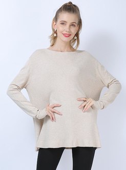 Plus Size Solid Color Pullover Loose Sweater