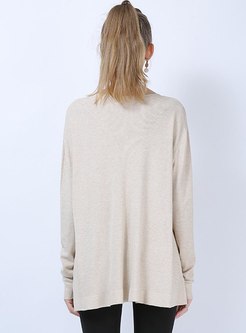 Plus Size Solid Color Pullover Loose Sweater