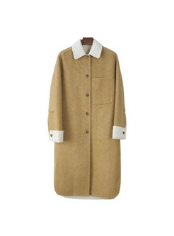 Turn Down Collar Straight Wool Overcoat