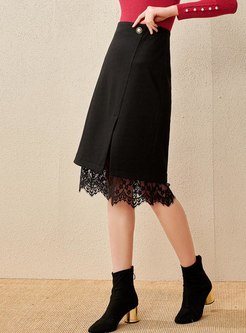 Lace Patchwork High Waisted Skirt