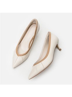 Color Block Pointed Toe Low-fronted Pumps