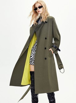 Lapel Double-breasted A Line Long Trench Coat