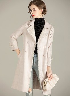 Tweed Patchwork Fringed A Line Trench Coat