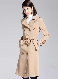 Lapel Double-breasted A Line Trench Coat