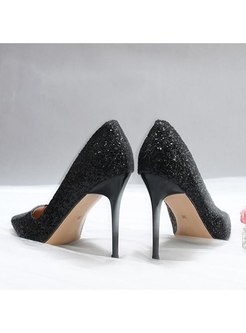 Sequin Pointed Toe Low-fronted Pumps