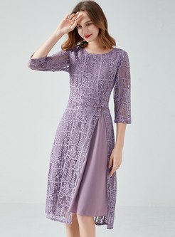 3/4 Sleeve Lace A Line Knee-length Dress