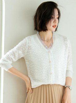 Lace Patchwork V-neck Pullover Sweater