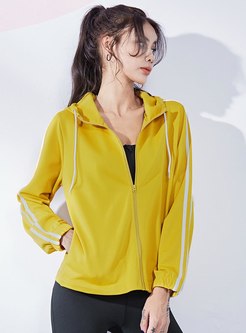 Color-blocked Hooded Fitness Jacket