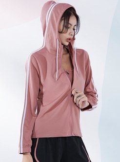 Color-blocked Hooded Fitness Jacket