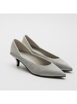 Pointed Toe Color Block Low Heel Shoes