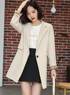 Notched Long Sleeve One Buttoned Blazer