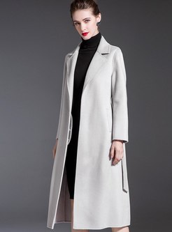 Solid Color Lapel Cashmere Loose Overcoat