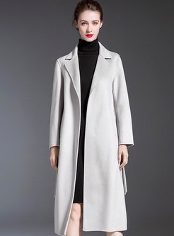 Solid Color Lapel Cashmere Loose Overcoat