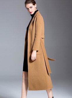 Notched Double-cashmere Long Overcoat