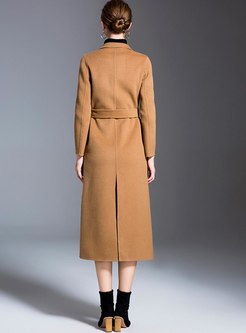 Notched Double-cashmere Long Overcoat