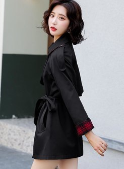 Plaid Patchwork A Line Trench Coat