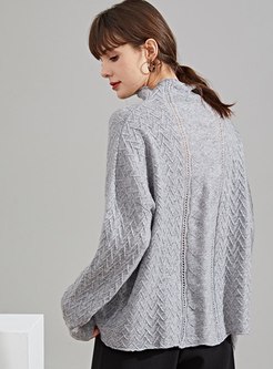 Turtleneck Openwork Cashmere Pullover Sweater