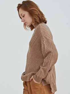 Half Turtleneck Pullover Wool Sweater
