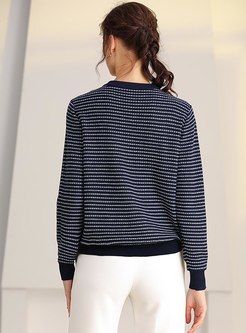 Striped Pullover Wool Blend Sweater