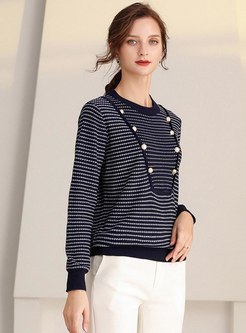 Striped Pullover Wool Blend Sweater