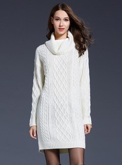 Turtleneck Plus Size Shift Sweater Dress