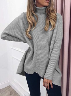 Plus Size Pullover Bat Sleeve Sweater