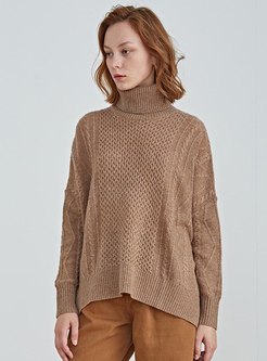 Turtleneck Wool Pullover Loose Sweater