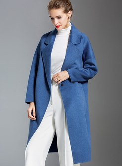 Lapel Cashmere Straight Knee-length Overcoat