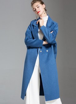 Lapel Cashmere Straight Knee-length Overcoat
