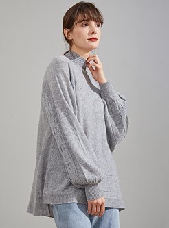 Lantern Sleeve Pullover Cashmere Sweater