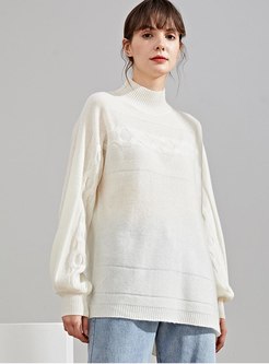 Lantern Sleeve Pullover Cashmere Sweater