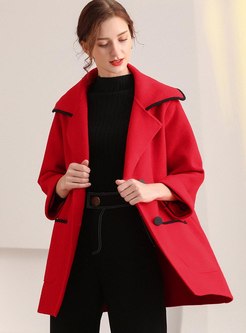 Color-blocked Lapel Straight Overcoat