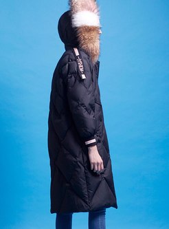 Hooded Long Straight Duck Down Coat
