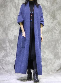 Plus Size Long Wool Coat With Pockets