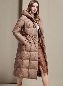 Hooded Drawstring A Line Puffer Coat