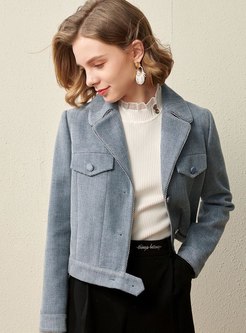 Turn Down Collar Single-breasted Short Jacket
