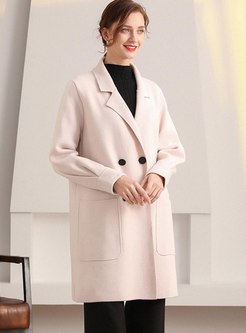Lapel Long Sleeve Double-breasted Peacoat