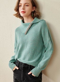 Pullover Color-blocked Long Sleeve Sweater