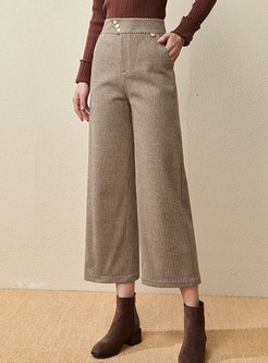 High Waisted Houndstooth Wide Leg Pants