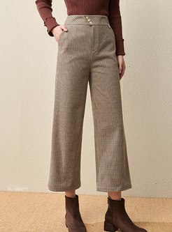 High Waisted Houndstooth Wide Leg Pants
