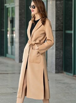 Double-cashmere Long Split Straight Overcoat