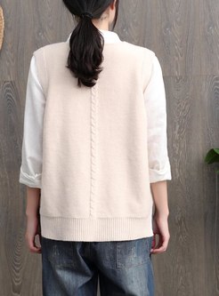 V-neck Embroidered Pullover Sweater Vest