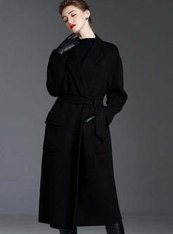 Lapel Double-cashmere Loose Long Overcoat