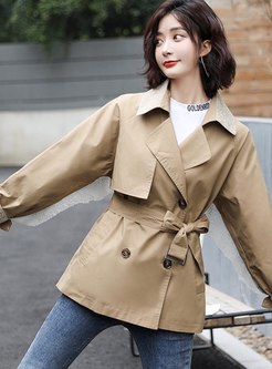 Double-breasted Patchwork Loose Trench Coat
