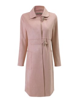 Pink Horn Buckle Knee-length Overcoat