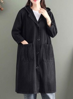 Plus Size Hooded Straight Trench Coat