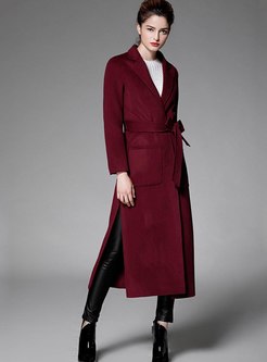Lapel Split Straight Long Overcoat